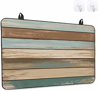 Stove Top Covers for Electric Stove, Blue Brown Green Farmhouse Induction Cooktop Cover Protector, Retro Vintage Wood Range Mat for Glass Top Stove, Dish Drying Mat Kitchen Countertop, 28"x20"