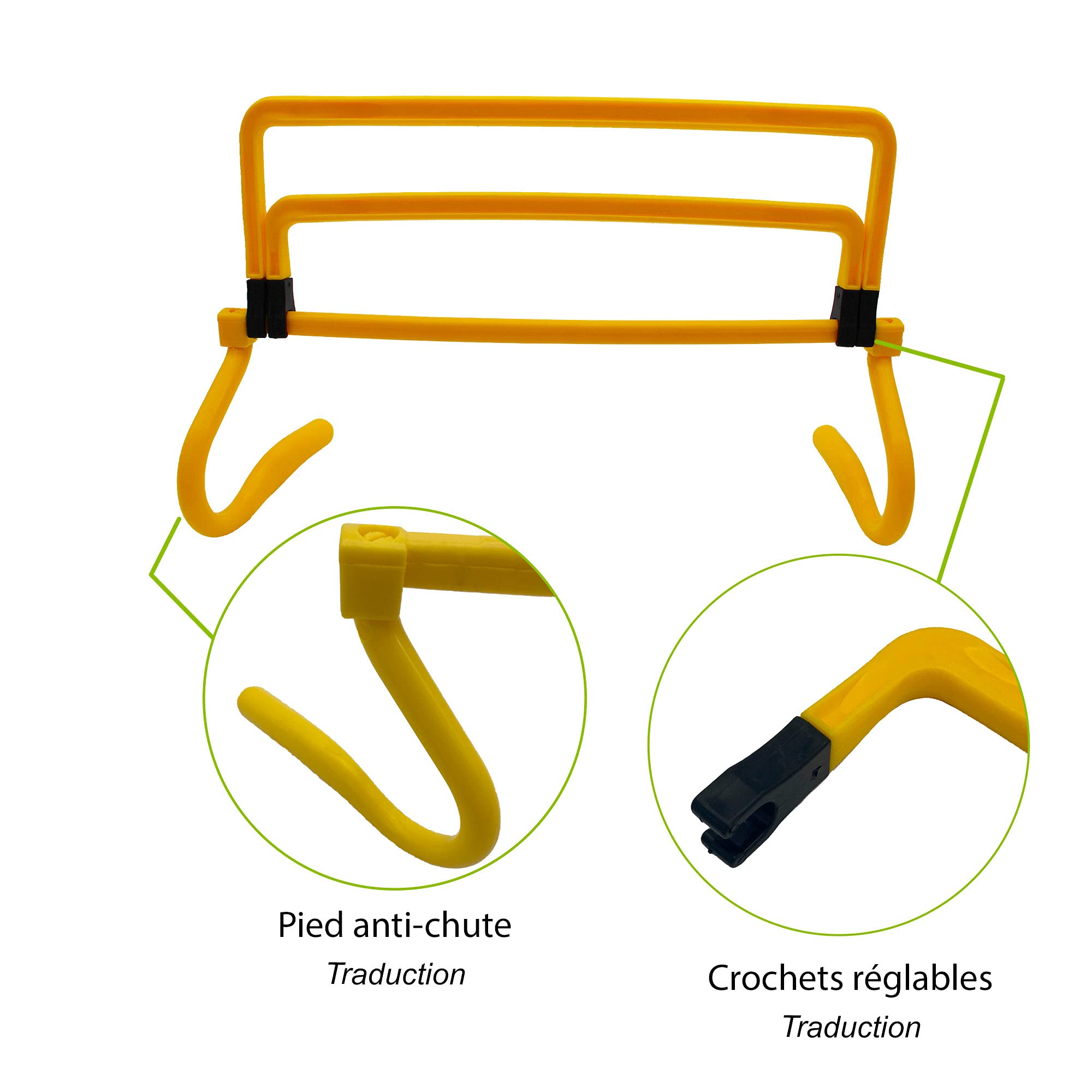 WANTALIS Lot de 5 Haies réglables | 3 hauteurs | Pliables | Résiste aux chocs | Multi-Sports | Jaune