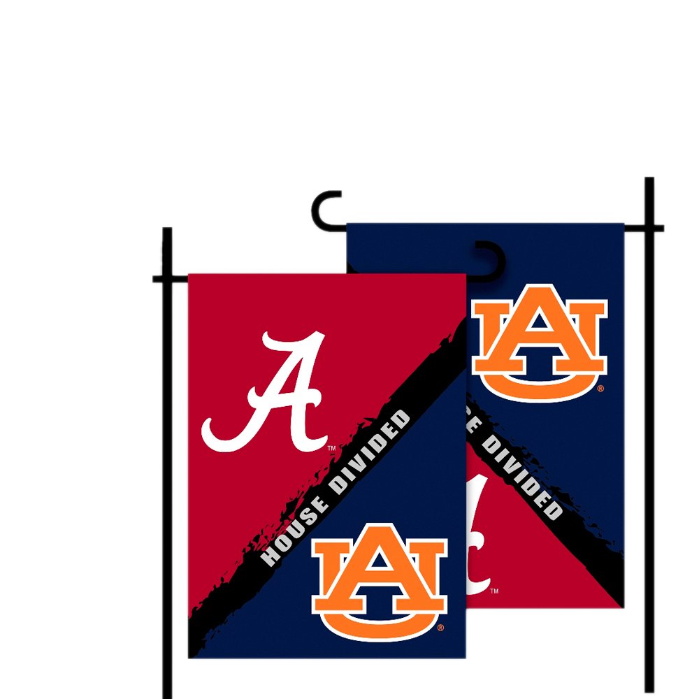 BSI Alabama Auburn 13 Inch x 18 Inch 2-Sided Garden Flag with A Plastic Pole Rivalry - House Divided High Durability, Designed for Football, Basketball & Baseball Fans Ootdoor Use