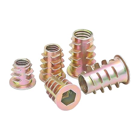 Qrity 20 Pcs Threaded Inserts, Threaded Inserts for Wood M4x8mm, Zinc Alloy Threaded Insert Nuts, Interface Hex Socket Drive