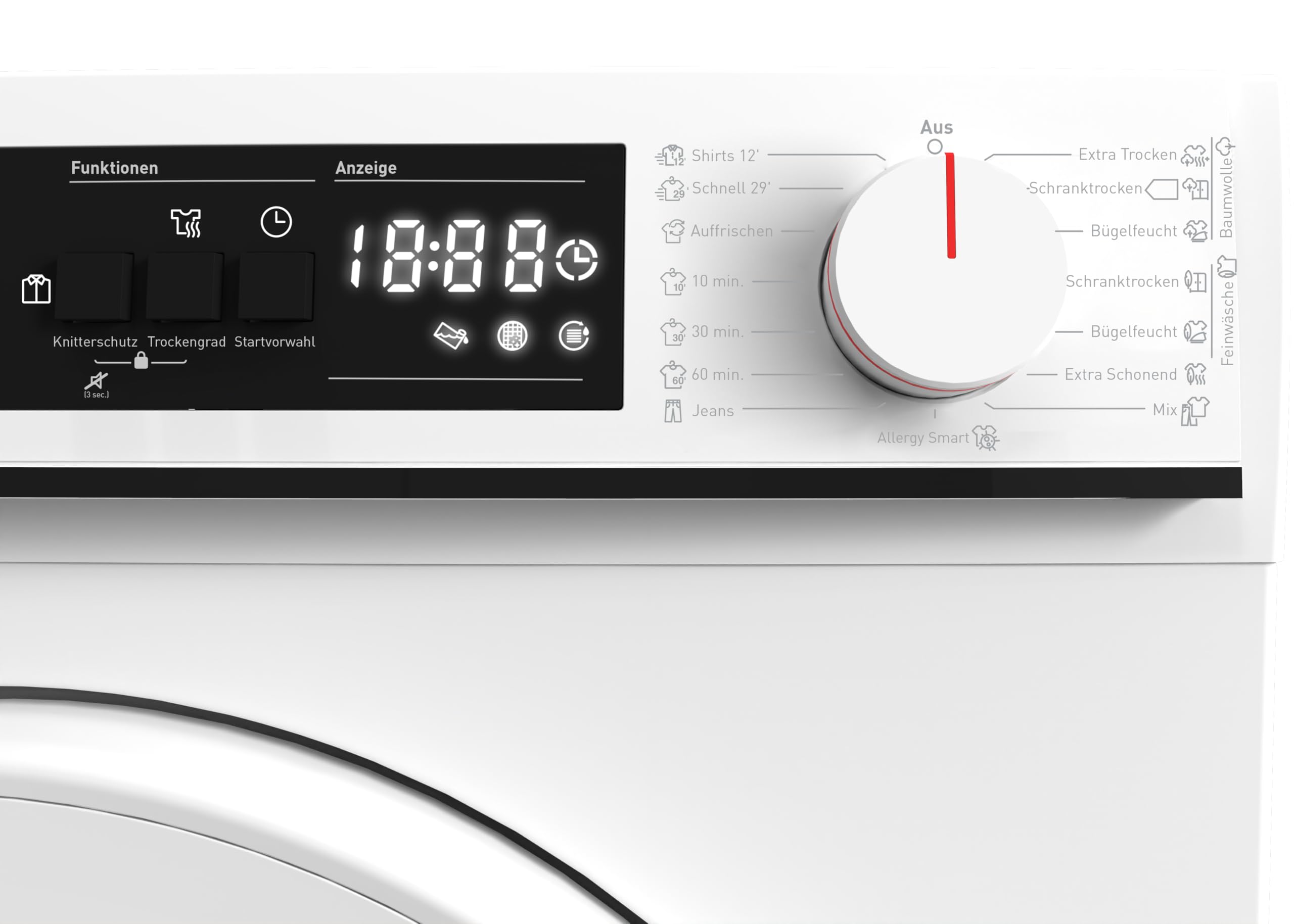 Sharp KD-NCA8S7PW91-DE Kondenstrockner Frontlader, 8 kg, 15 Trockenprogramme inkl. 12-Minuten-Schnelltrocken, Schontrommel, LED-Innenbeleuchtung, Kindersicherung, Weiß