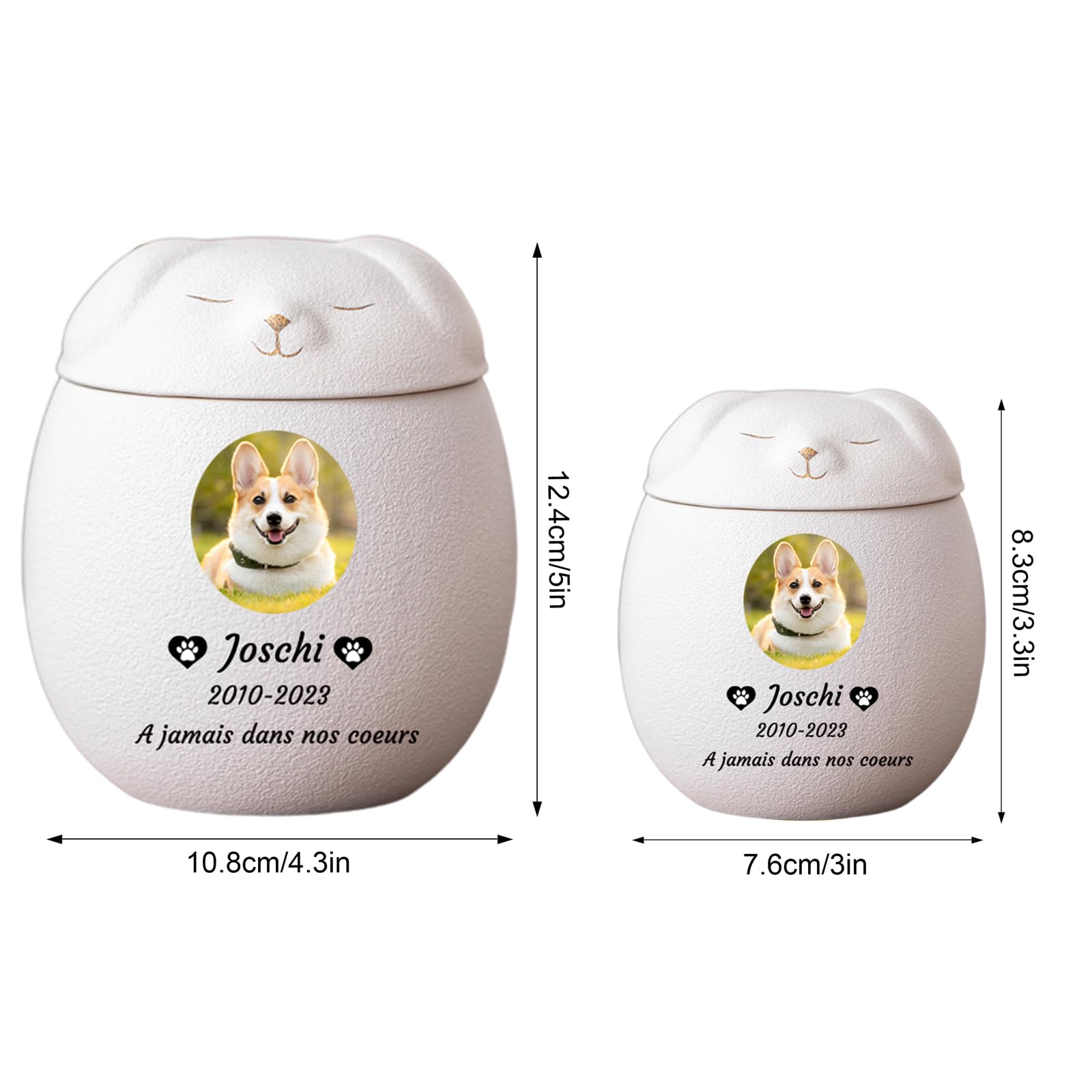 Urnas De Mascotas para Cenizas De Perros, Urnas De Perros Personalizadas para Cenizas, Urna de cerámica para Perro Urnas funerarias para Mascotas,Blanca,Big