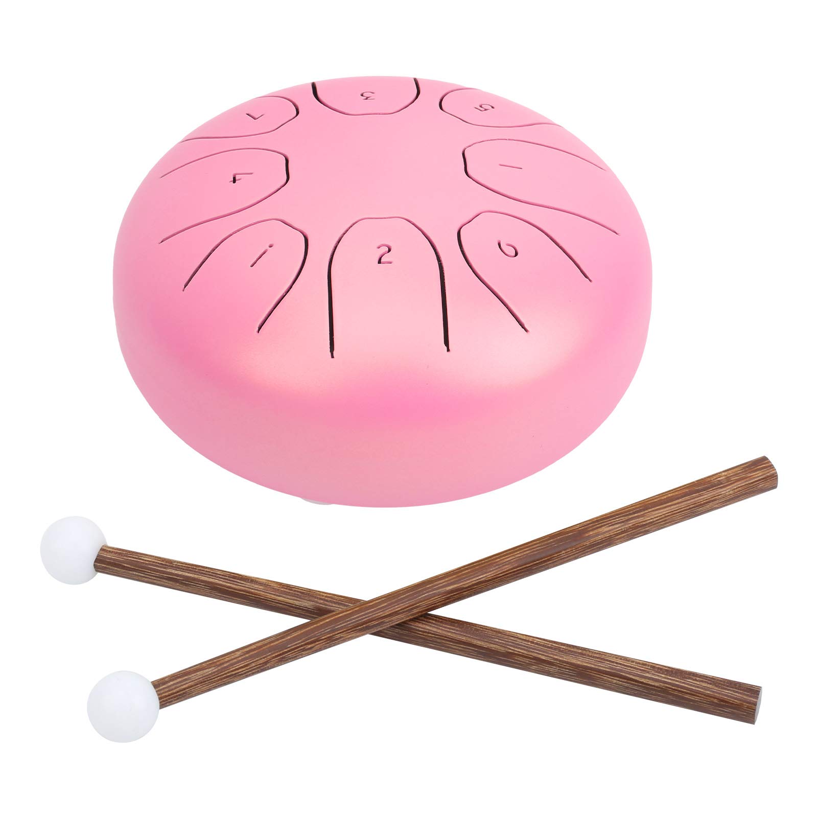 Tamburo Etereo da 5,5 Pollici, Mini Handpan con Lingua in Acciaio, Attrezzatura Musicale Premium per Principianti, Materiale in Acciaio Al Carbonio (Rosa)