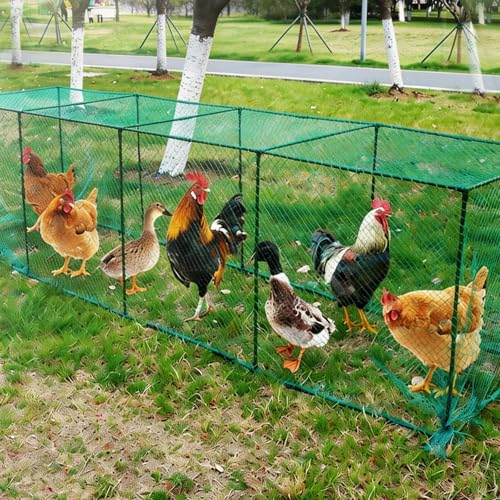 Poulailler, Clôture de Poulailler Mobile Grillage a Poule Enclos pour poulailler 320*80*80cm Tunnel pour Poules, Canards, Lapins et Petits Animaux, Intérieur...