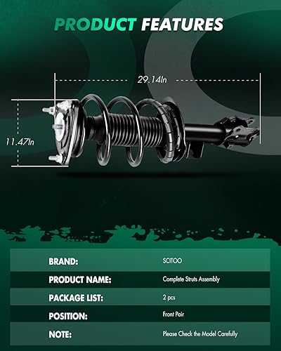 Vista 38 de SCITOO Puntales delanteros completos de resorte para Mercedes-Benz C230 08-09, para Mercedes-Benz C250 10-11, Mercedes-Benz C300 08-11