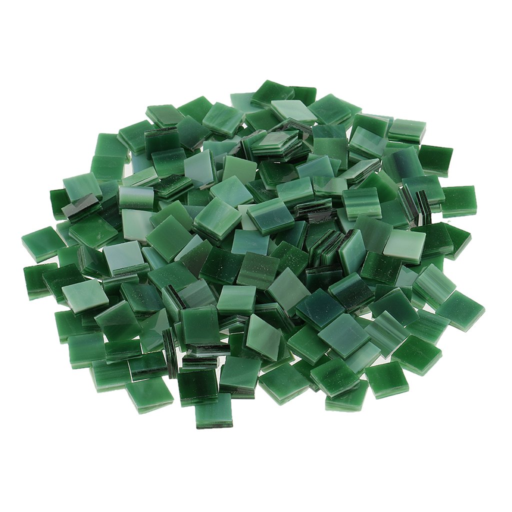 250x Vitreous Glass Mosaic Tiles for Arts DIY Crafts Green
