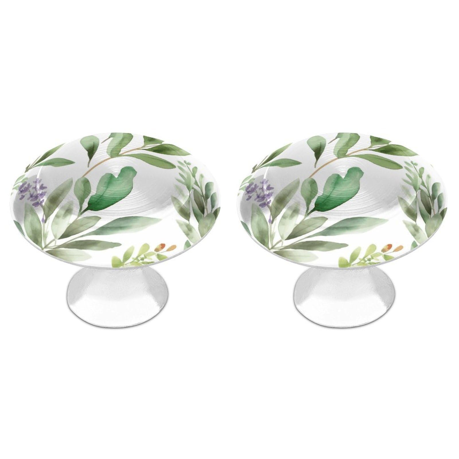Green Flower Watercolor Herb Sage Leaves And Branches1 Cabinet Knobs Personality Stainless Steel Round Drawer Handles Circle Modern Cabinet Handles Drawer Knobs for Kitchen Dresser Bathroom Cupboard F