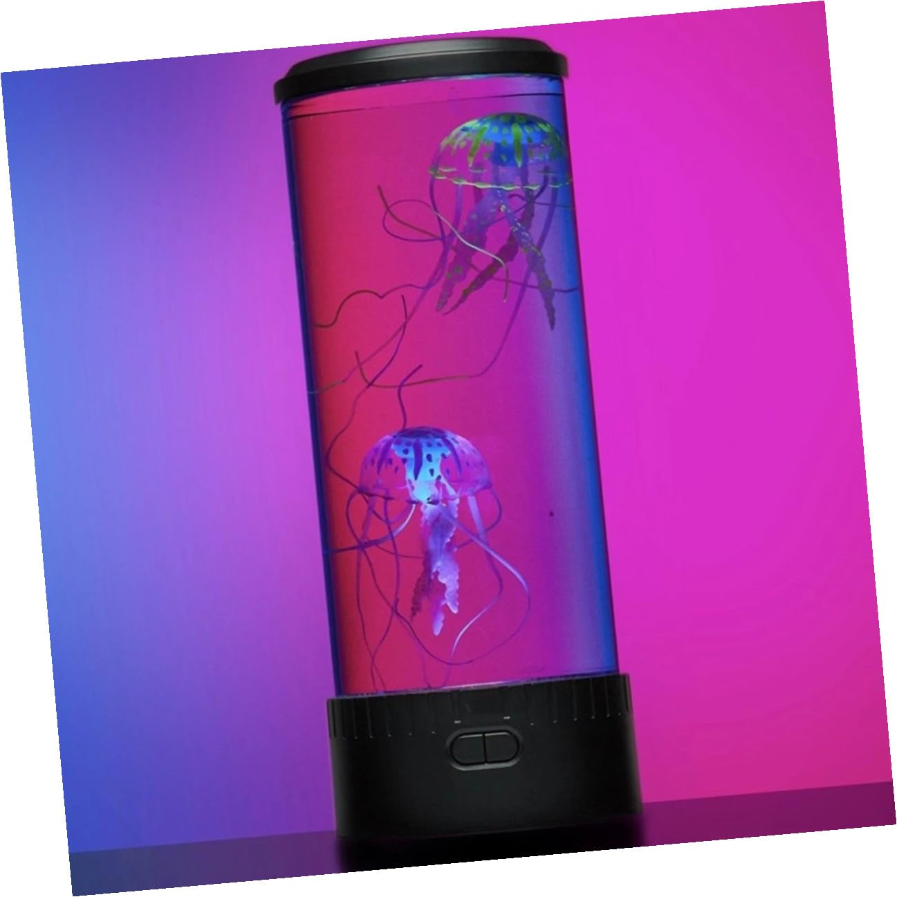 Lámpara de Acuario de Gelatina Sintética LED para Decoración de Mesa y Luz Nocturna Función Calmante y Material Acrílico Negro