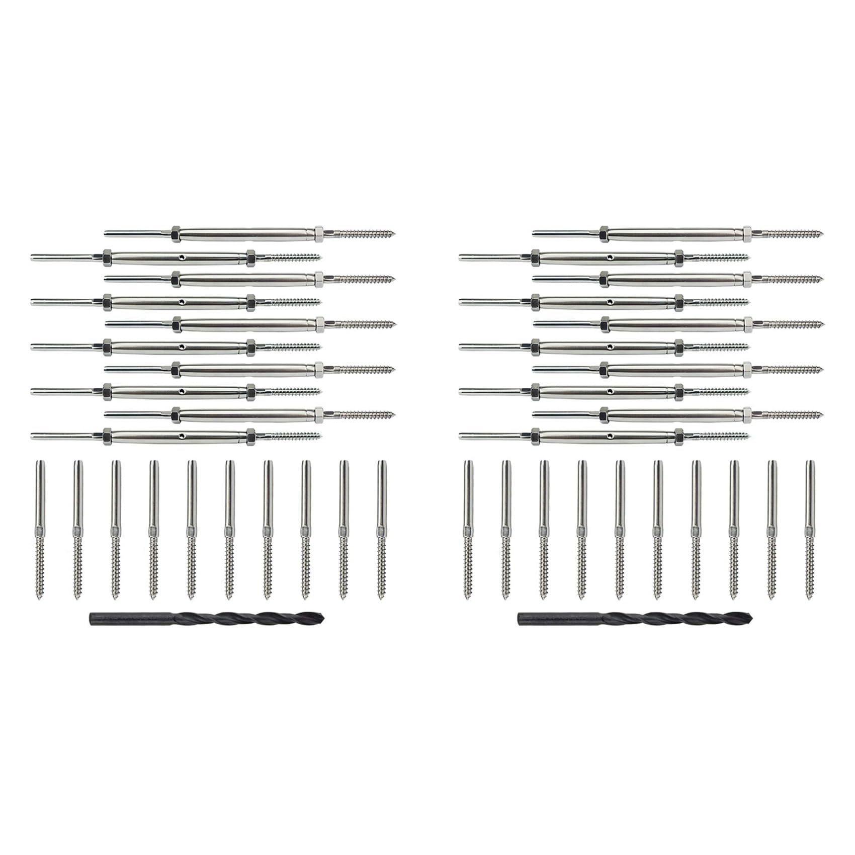 Nuhikap 20 Pairs Swage Turnbuckle Tensioner and Stud Fitting for 1/8inch Cable Deck Railing Kit