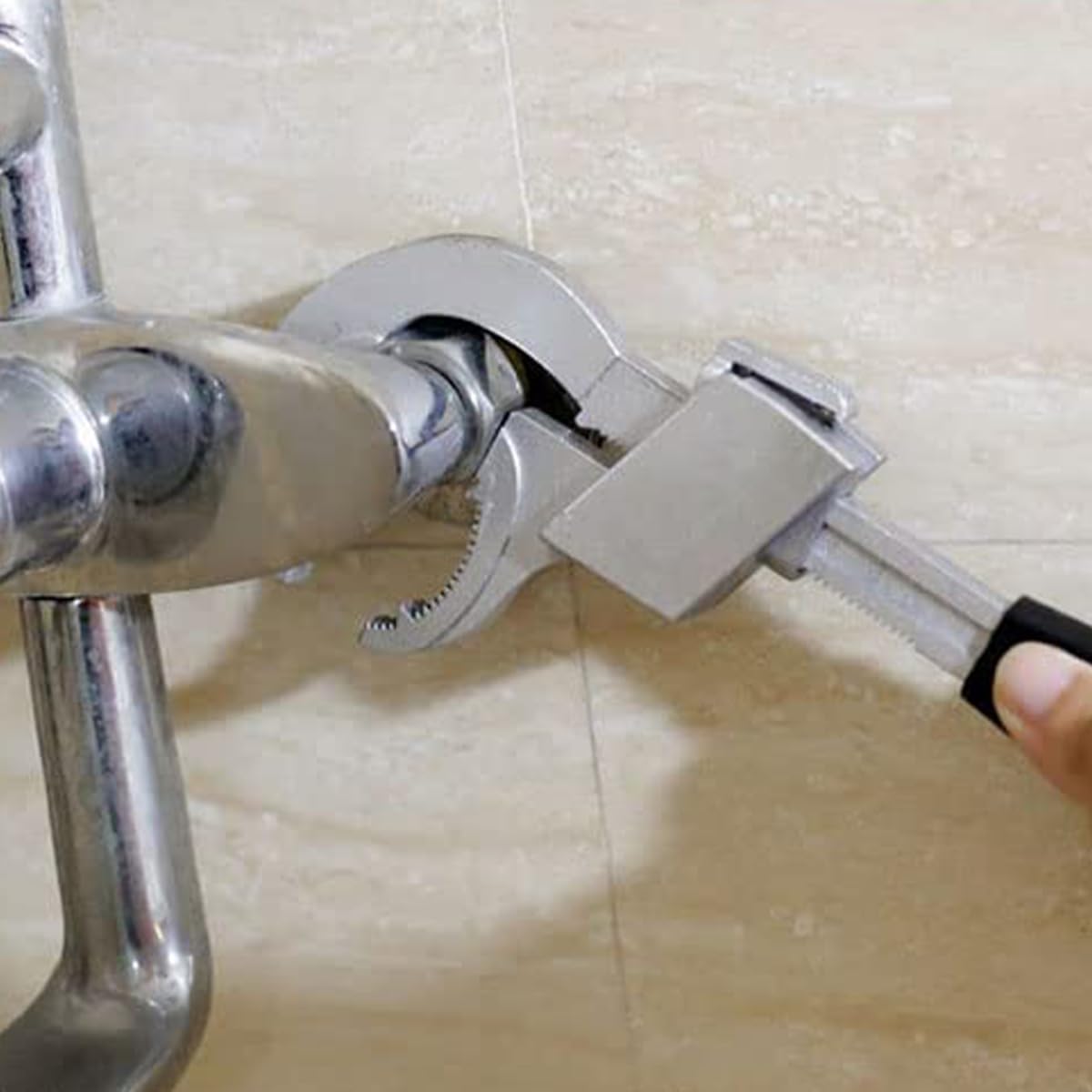 Llave ajustable de doble extremo, herramienta multifuncional para plomería, llave de media luna de gran apertura con cabezales de repuesto