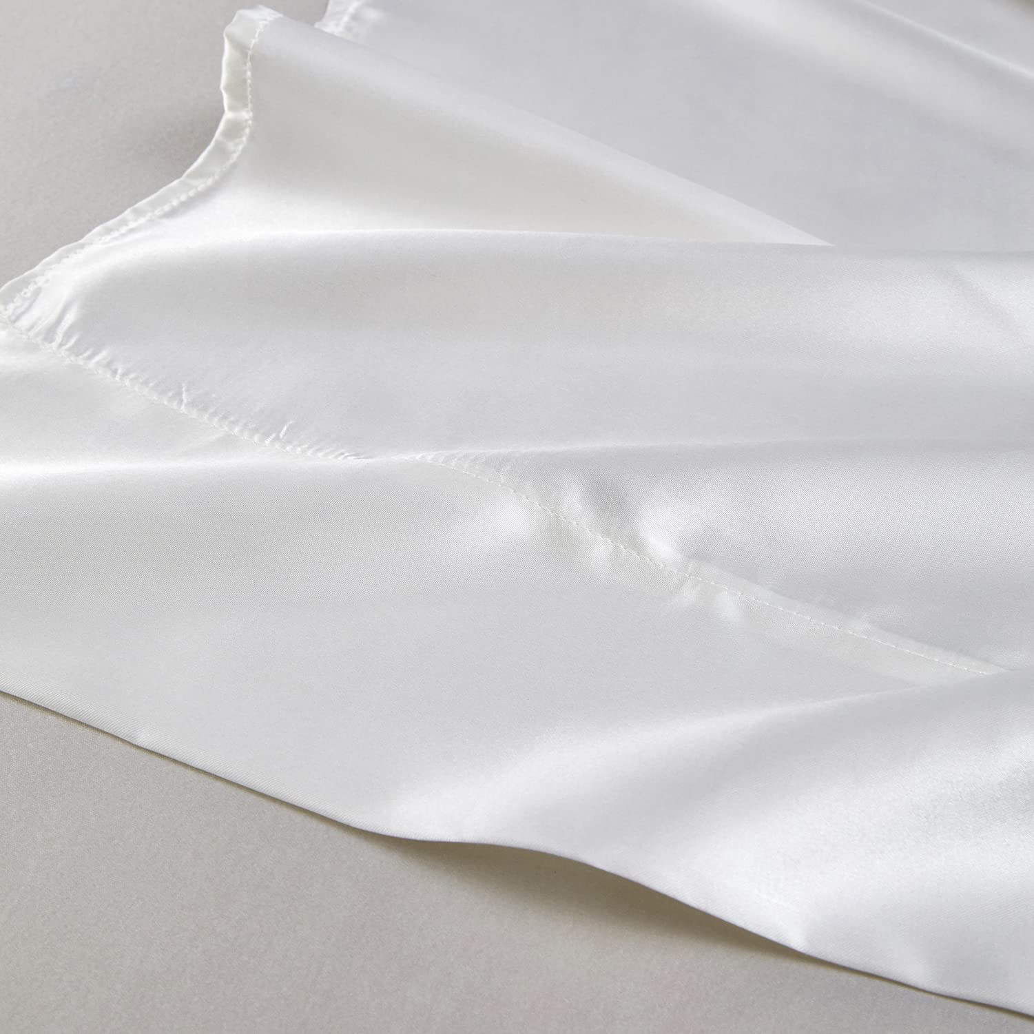 Jemiipee Juego de Sabanas de 4 Piezas Raso Cama 200 Color Sólido 200x200 cm para Colchón de hasta 36 cm de Altura - Sábana Bajera Ajustable, Encimera y 2 Funda de Almohada - Marfil
