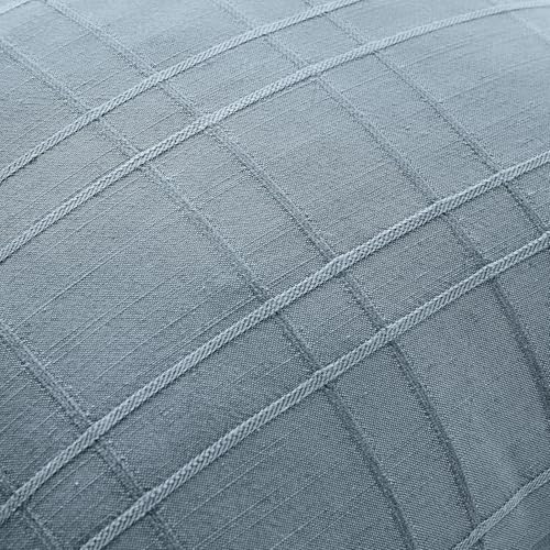 Image of MIULEE Decorative Linen Check Throw Pillow Covers Neutral Farmhouse Vintage Pillow Covers 18x18 Set of 2 Boho Modern Home Decor for Sofa Couch Bedroom Cushion Blue Grey