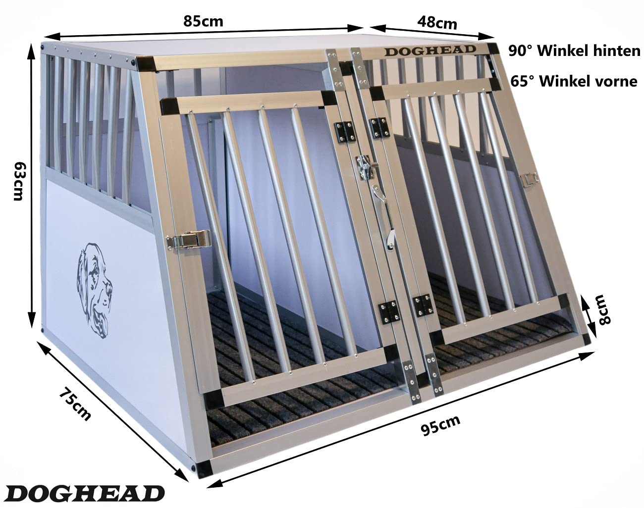 Doghead Trasportino per cani in alluminio, 95 x 75 x 63 EG Comfort, trasportino per cani