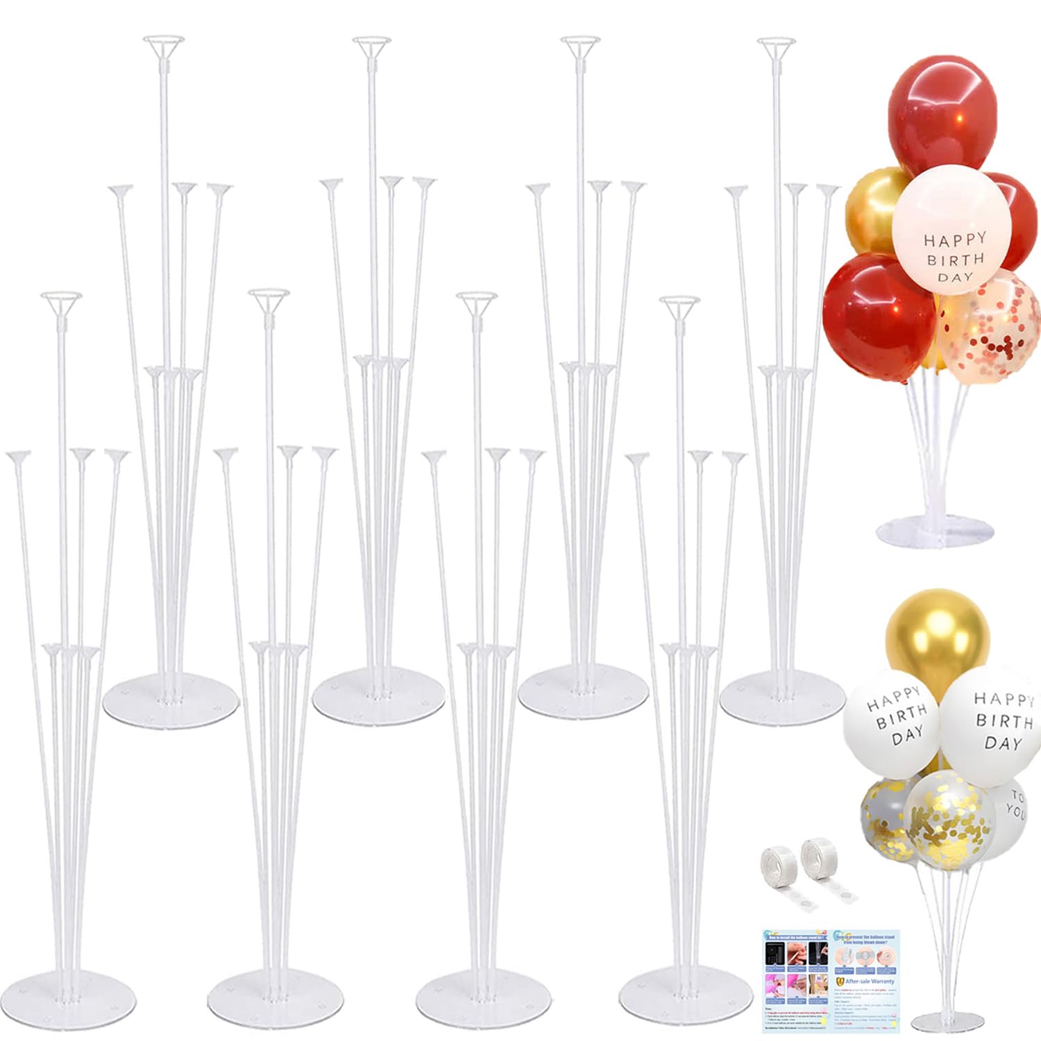 8 Pack Balloon Stand Kits, Balloon Sticks Holder with Base for Table Baby Shower Gender Reveal Graduation Birthday Wedding Anniversary Party Decorations