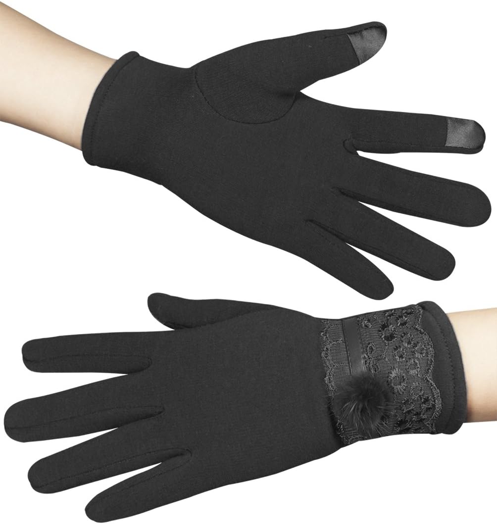 Ruffle Flower Wool Blend Touchscreen Gloves