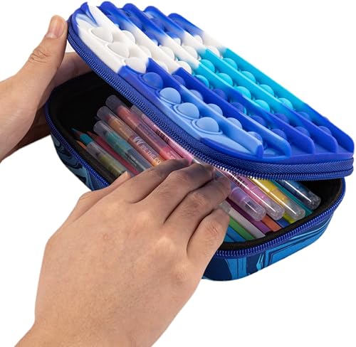 Miniatura 5 de ZIPIT Estuche de Lápices POP para Niños, Estuche de Lápices Fidget Sensorial de Silicona para la Escuela, Caja Organizadora de Papelería de Gran
