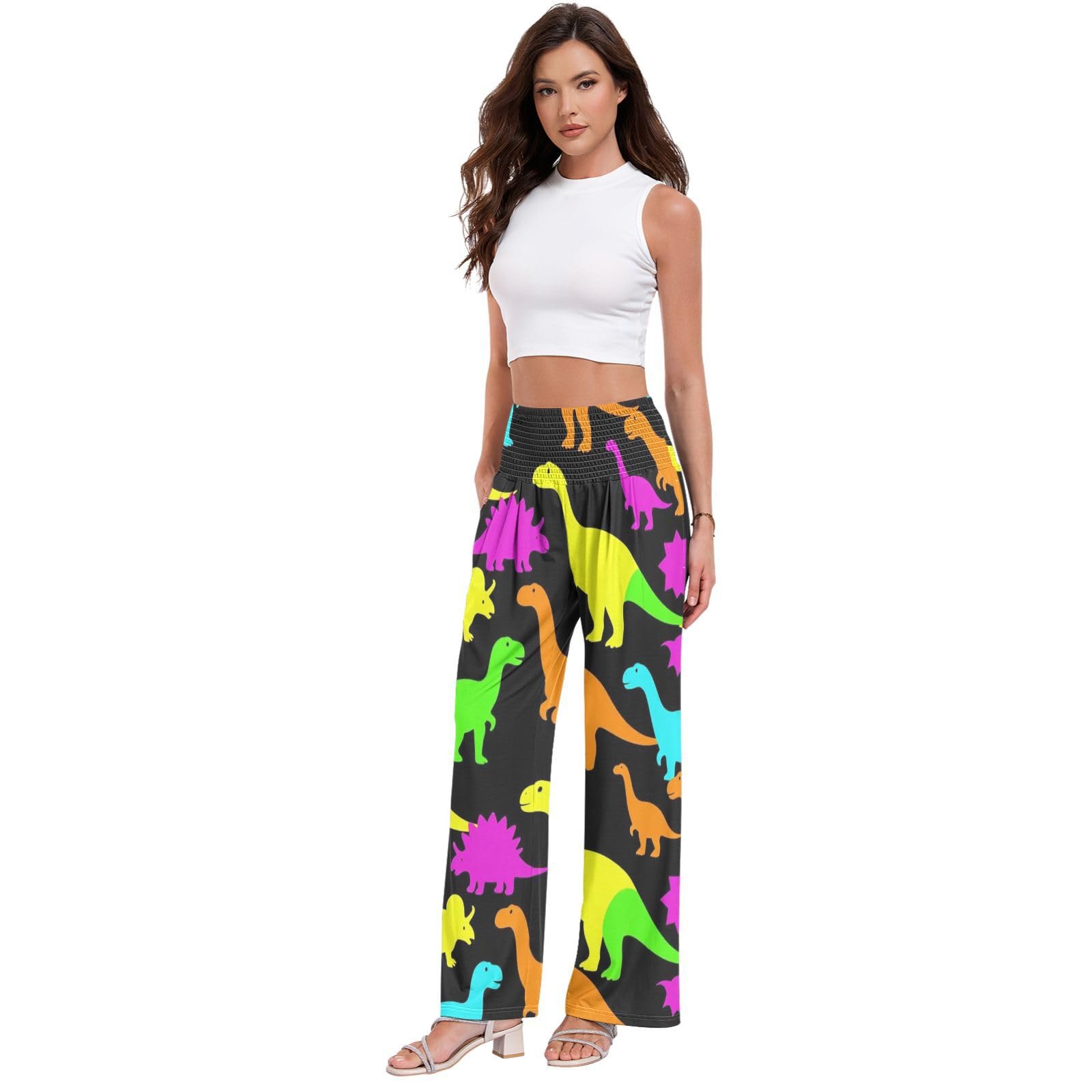 FRODOTGV Neon Dinosaur - Pantalones de yoga ligeros para mujer, pantalones de verano