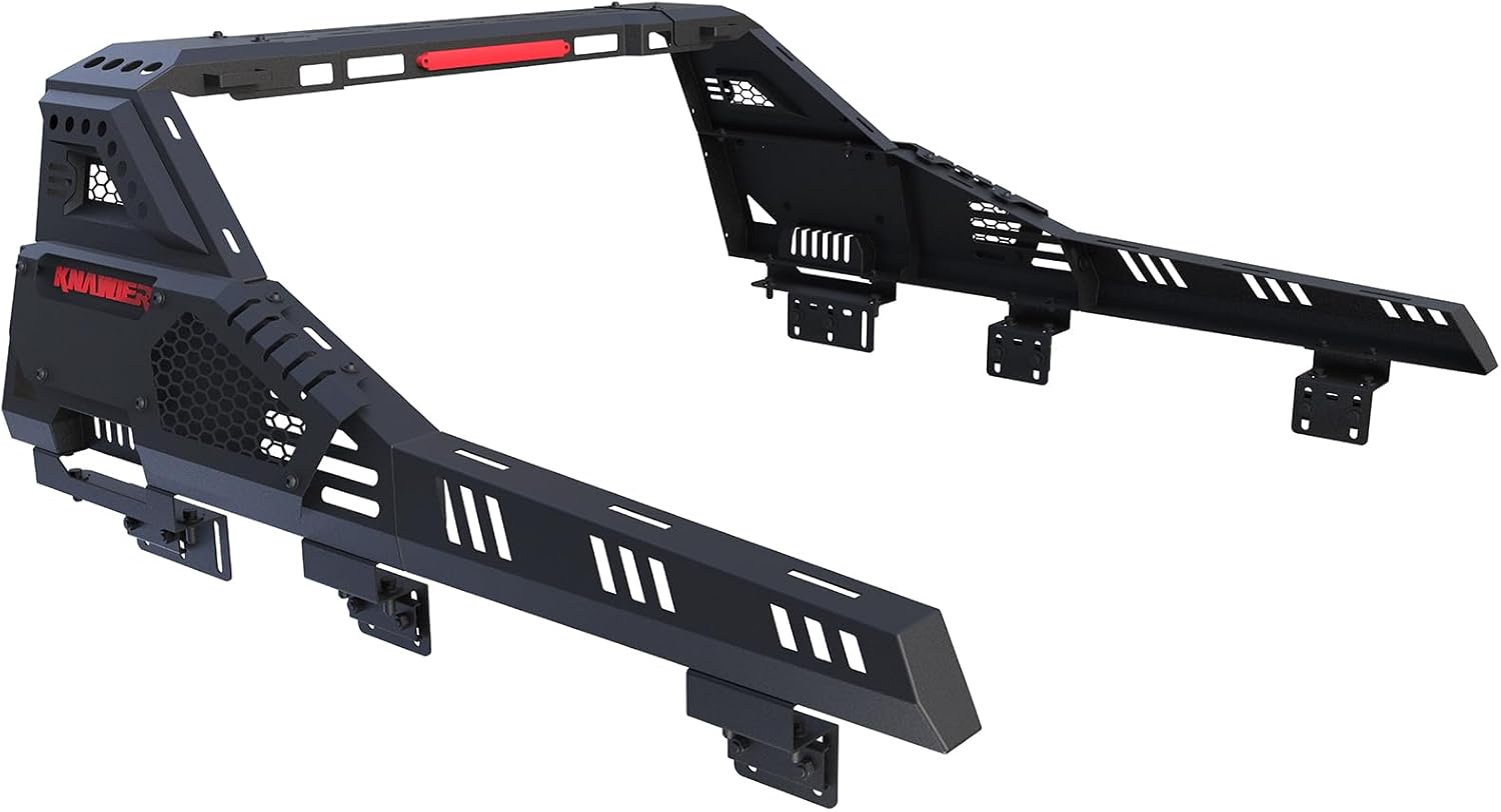 R25 Roll Bar for Mid Size Truck, Adjustable Modular Sport Bar/Chase Rack Compatible with Tacoma/Gladiator/Canyon/Ranger/Colorado/Frontier,Include Red Tail Light,700Ibs Capacity,No Drilling