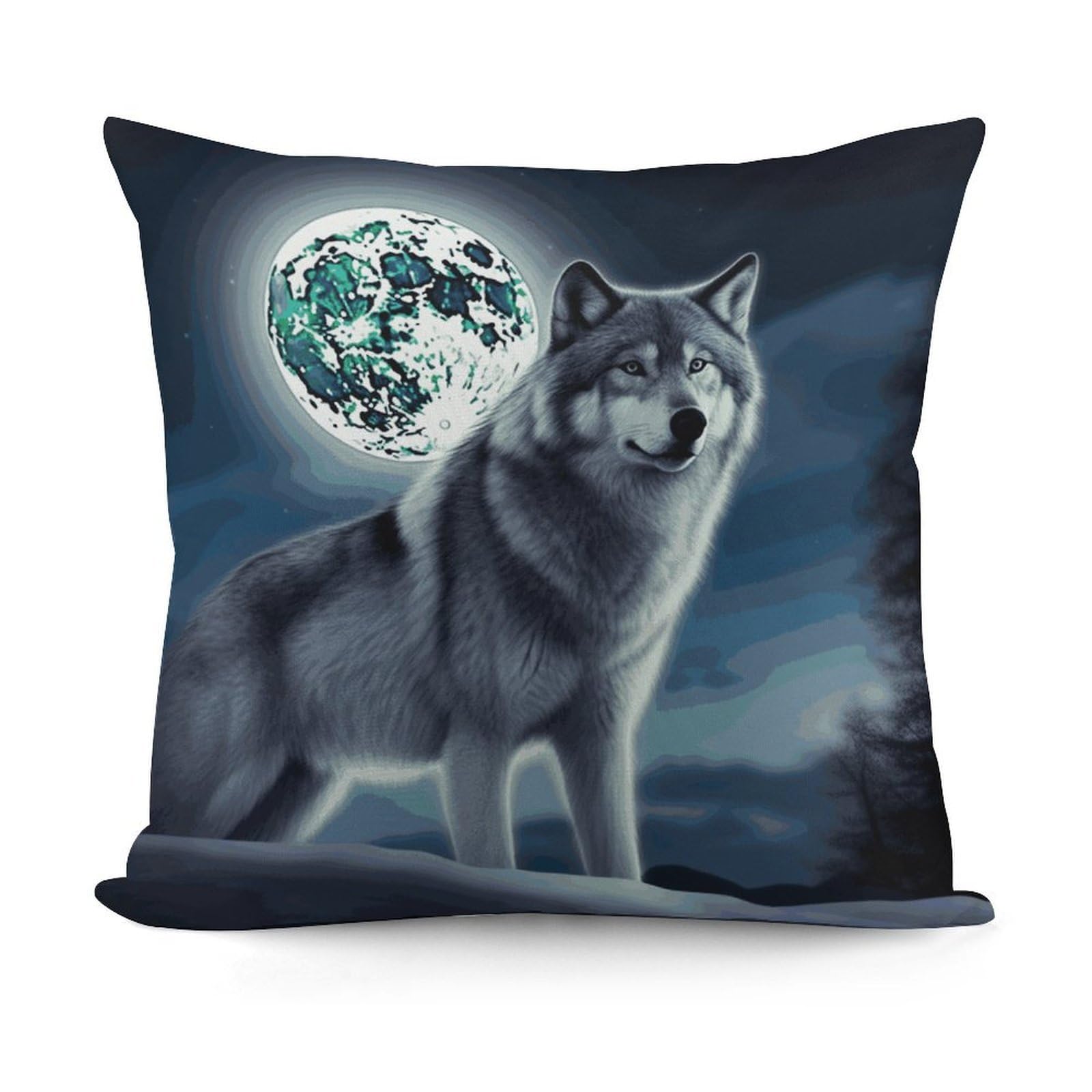 VstaDank Wolf Under Moon Throw Pillow Covers 18x18 Inch Soft Couch Home Decor Cushion Cover Comfortable Plush Square Cushion Case Farmhouse Decorative Pillowcase for Living Couch