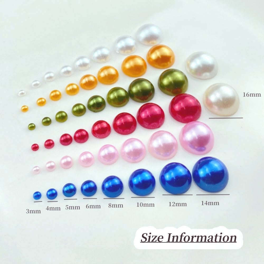 400pcs 10mm Flatback Half Round Pearls Crafts Beads for Jewelry Making DIY Scrapbook Shoes Clothes Cup Nail Art Decoration(Light Pink) - Image 3