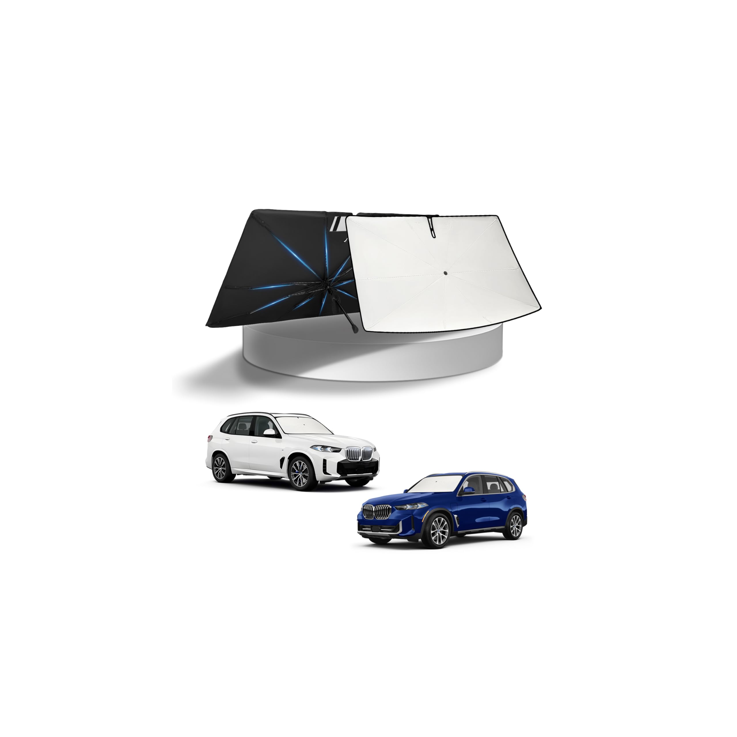 KUST Windshield Sun Shade Umbrella for 【2019-2026 BMW X5】 | Custom Fit Windshield Sunshade | Foldable Sunshade with Bendable Handle | Blocks Heat &amp; UV Scratch Resistant
