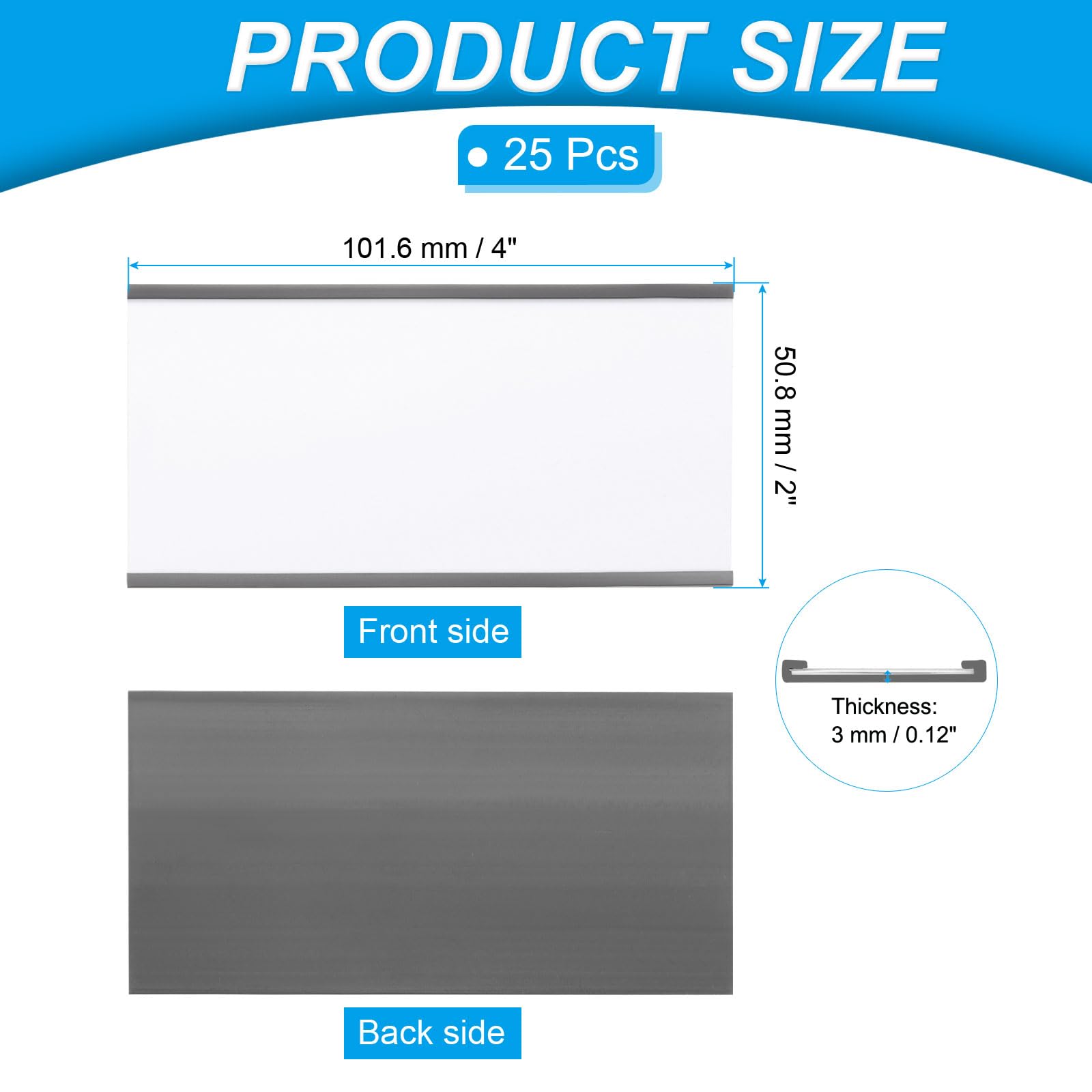 PATIKIL Magnetic Label Holder 4" x 2" with Paper Inserts - Image 2
