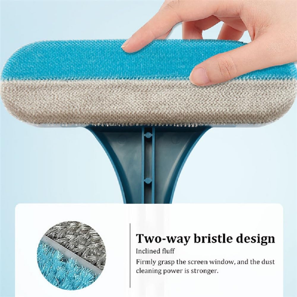 DOCAT Multifunctional Screen Brush 3 in 1 Mesh Cleaning Brush Wiper with Extended Handle Double-Sided Window Cleaning Brush Groove Gap Cleaner Household Cleaning Tools (Window Cleaner, Plastic) 3