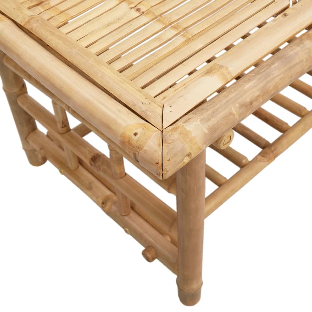 Mesa auxiliar de bambú con estante para interior y exterior, 45 x 45 x 45 cm, bambú