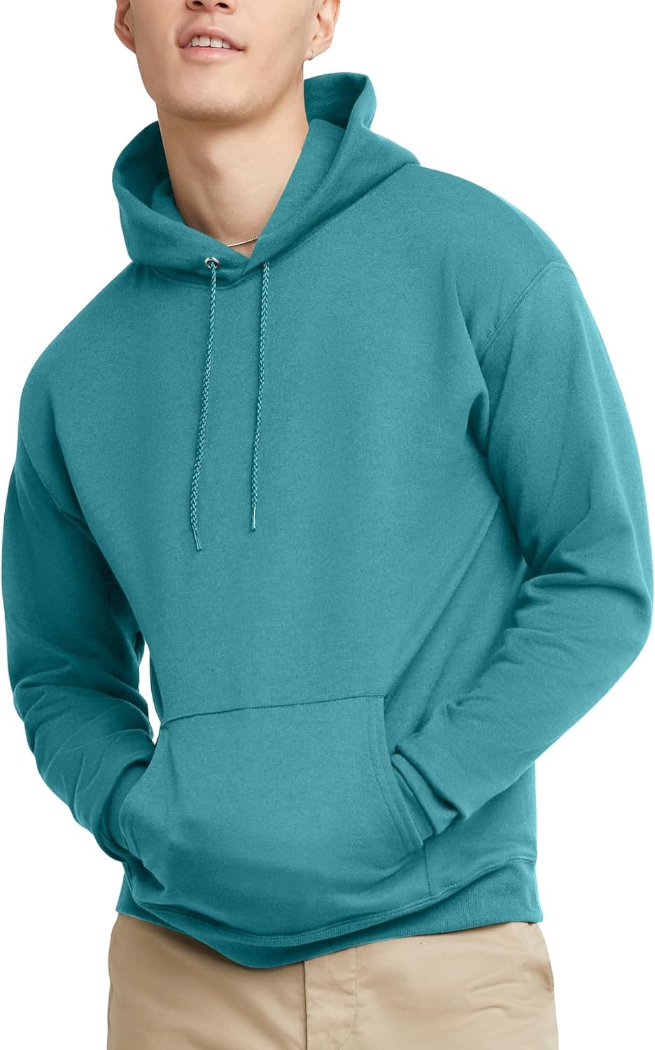 Hanes Heren EcoSmart Hoodie, Midweight Fleece, Pullover Hooded Sweatshirt, Lichtblauw, XL