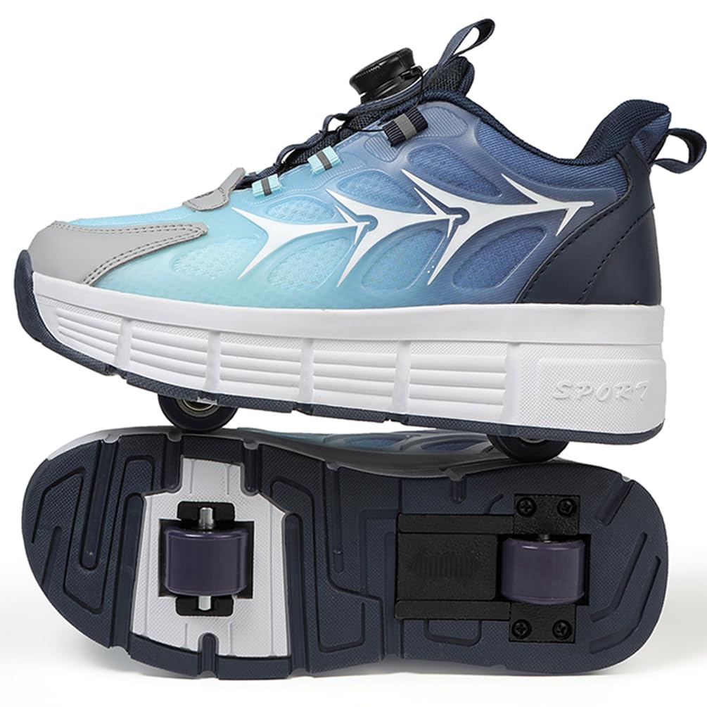 Chaussures de Skateboard Fille Garçon Patins à roulettes Chaussures à roulettes Enfants Filles Patins de Skate à roulettes Sneakers Baskets 2 en 1 Chaussures de Sport avec Roues