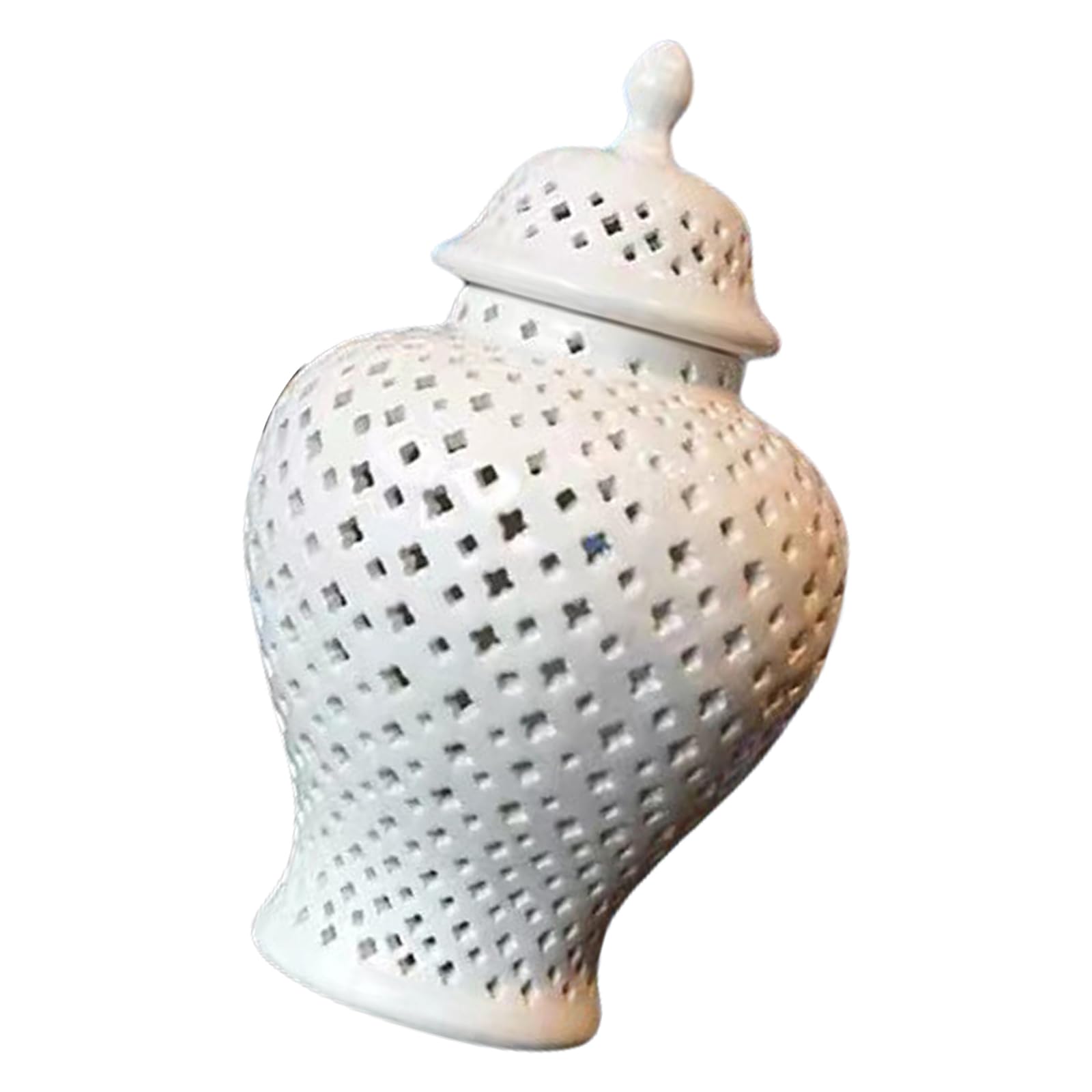 YROHGKPN Cutout Lattice Ceramics Temple Jar Porcelain Storage Vases for Home Decors Elegant Gingers Jar with Lid Floral Container Lattice Hollowed Out Ceramics Vases