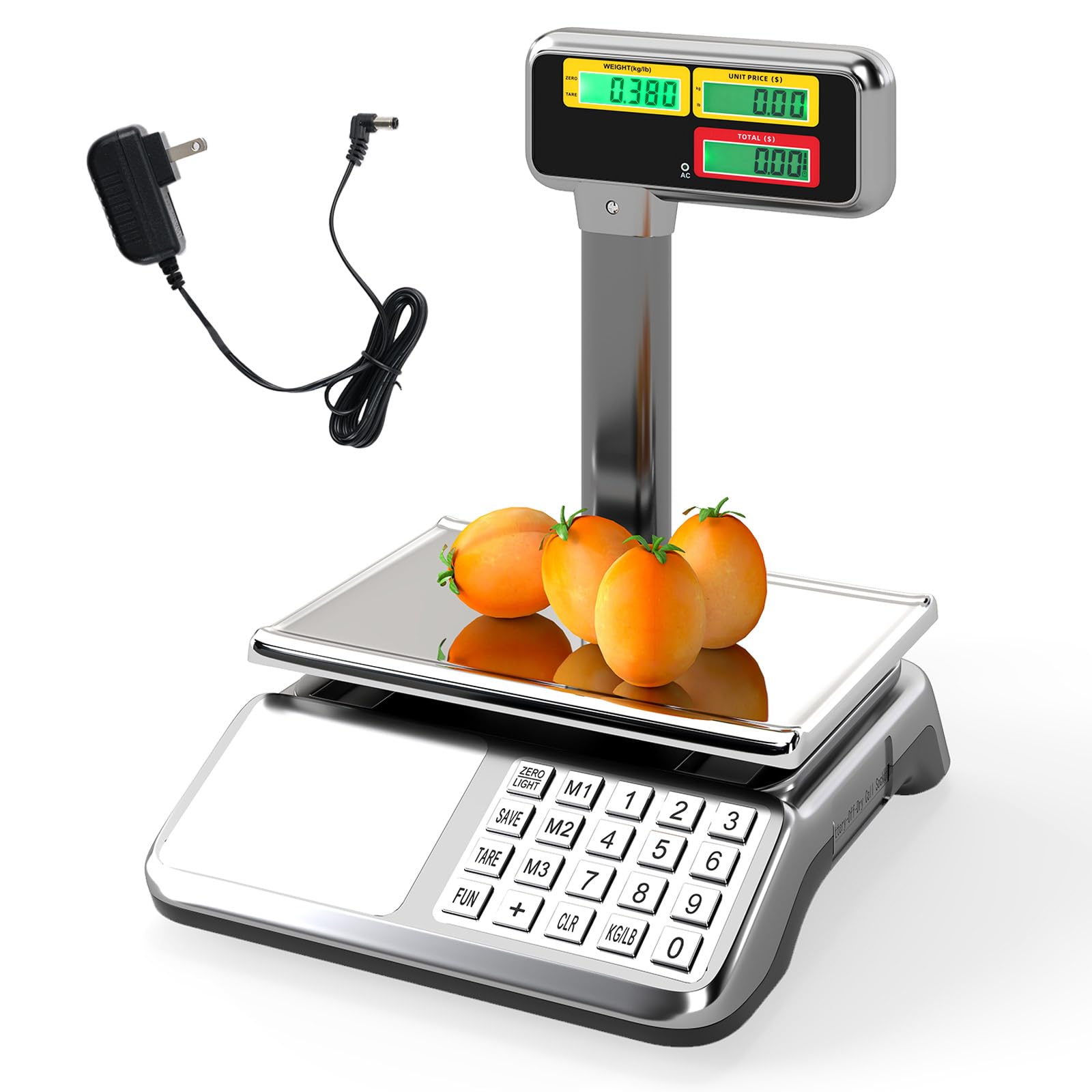 COSTWAY Bilancia Elettronica Professionale con Schermo LCD Retroilluminato | Bilancia da Banco Digitale con Unità Convertibili, Piedini Regolabili, per Mercato, Negozio e Macelleria, 43 x 33 x 41,5 cm