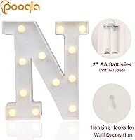 Vista 76 de Pooqla Letrero de Luces LED de Marquesina con Letras, Letra del Alfabeto Iluminada para Decoración del Hogar, Fiesta, Boda R