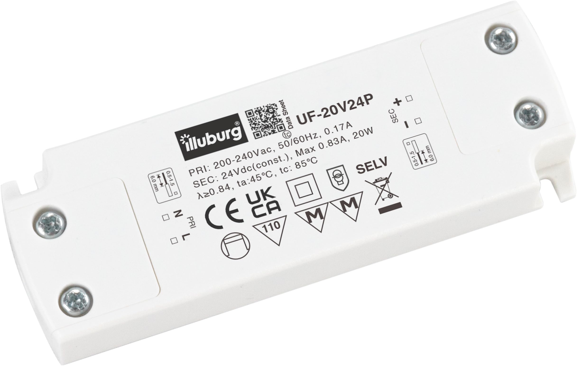 illuburg LED Driver 24V 20W Slim Flickerfree for LED Strip Lamp Spot Light Power Supply Transformer
