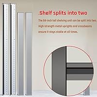 Vista 5 de Estantería de garaje resistente de 65 pulgadas de ancho, estantes de almacenamiento profundos de 6 niveles, estantes de garaje de metal negro