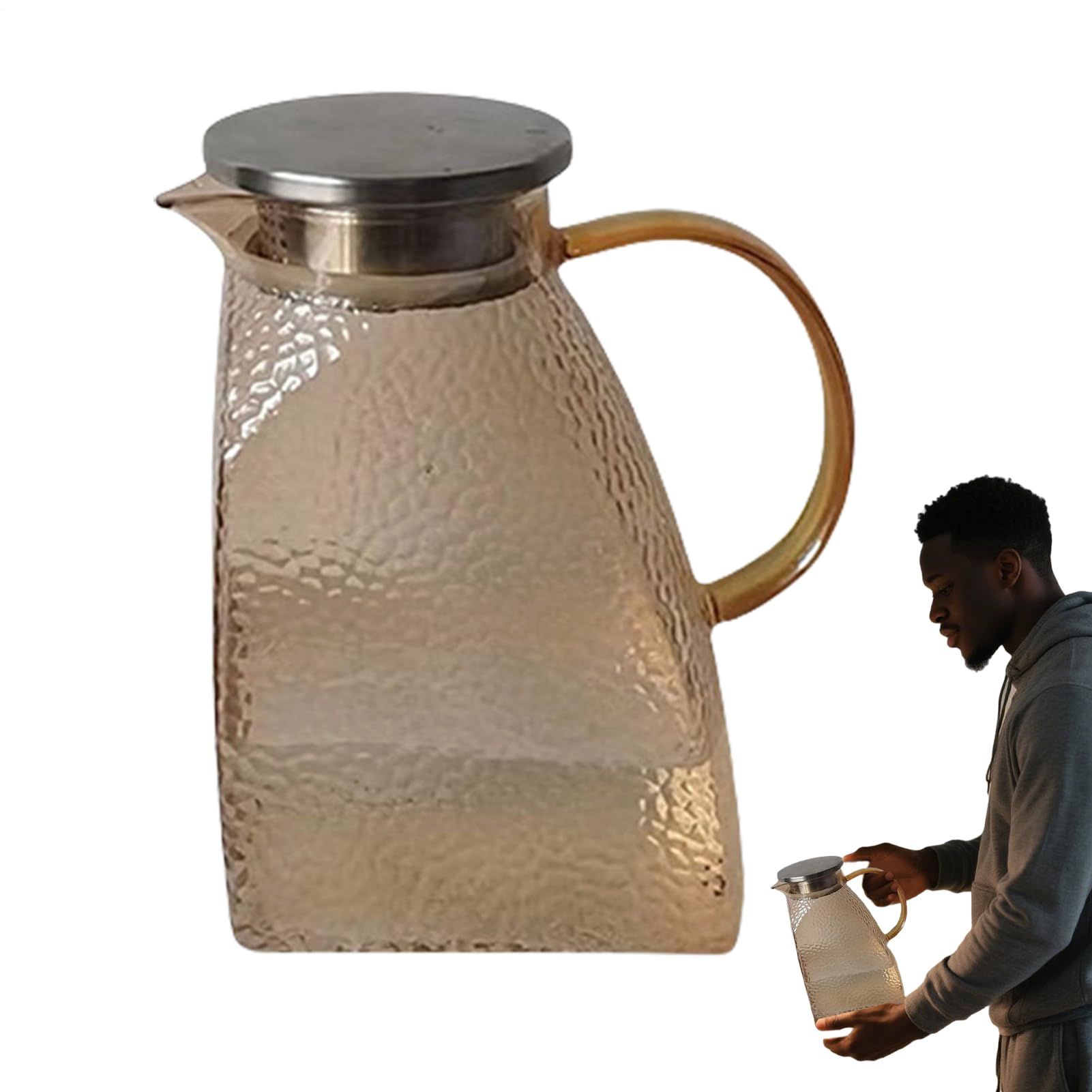 Szklany Czajnik do Herbaty 1,5 l Szklany Czajnik z Wzorem Młotkowanym do