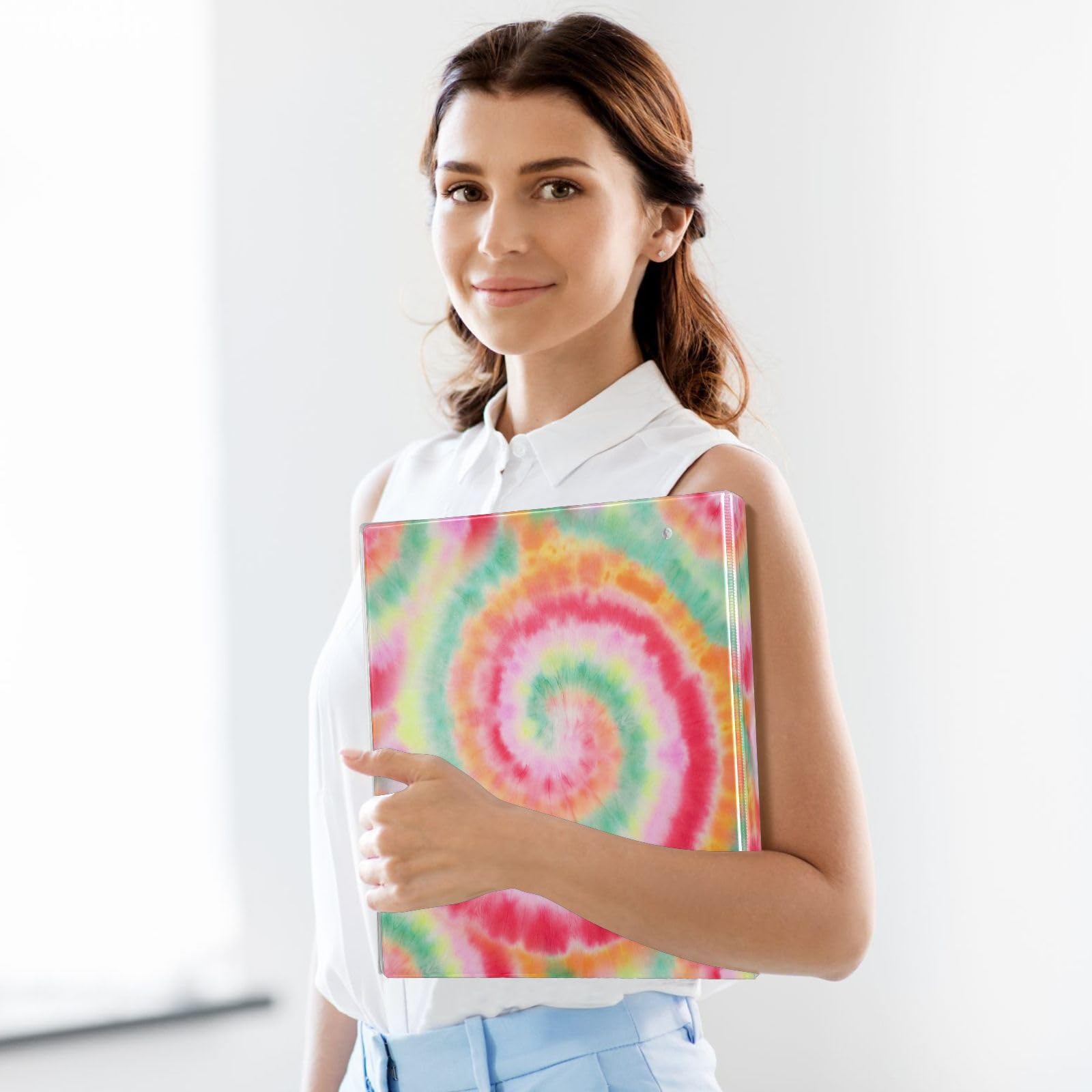 Lot de 2 classeurs à spirale à 3 anneaux en D avec 200 feuilles pour enfants, fournitures scolaires, femmes, hommes et bureau Rouge/vert