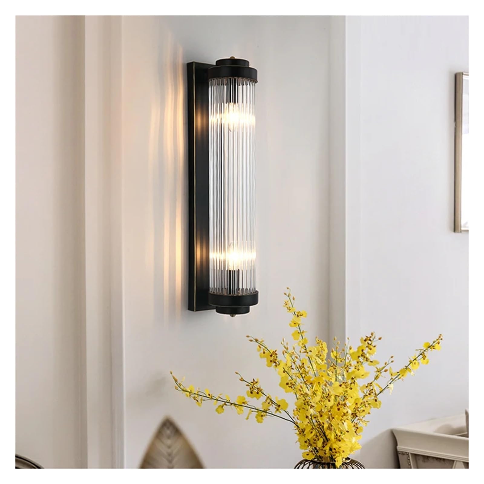 VDOQTLJT Modern Wall Lights Crystal Gold Living Room Bedroom Bedside Lamp Aisle Home Lighting Indoor Light Fixture Pendant Ceiling Fixtures(Cool White,Black H40cm)
