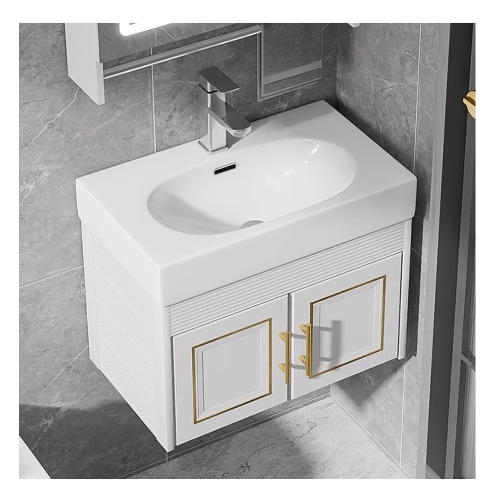 Csxsxauo White Floating Bathroom Vanity With Sink, Wall Mount Corner Utility Sink Cabinet, Space-Saving Hotel Console Sinks Faucet