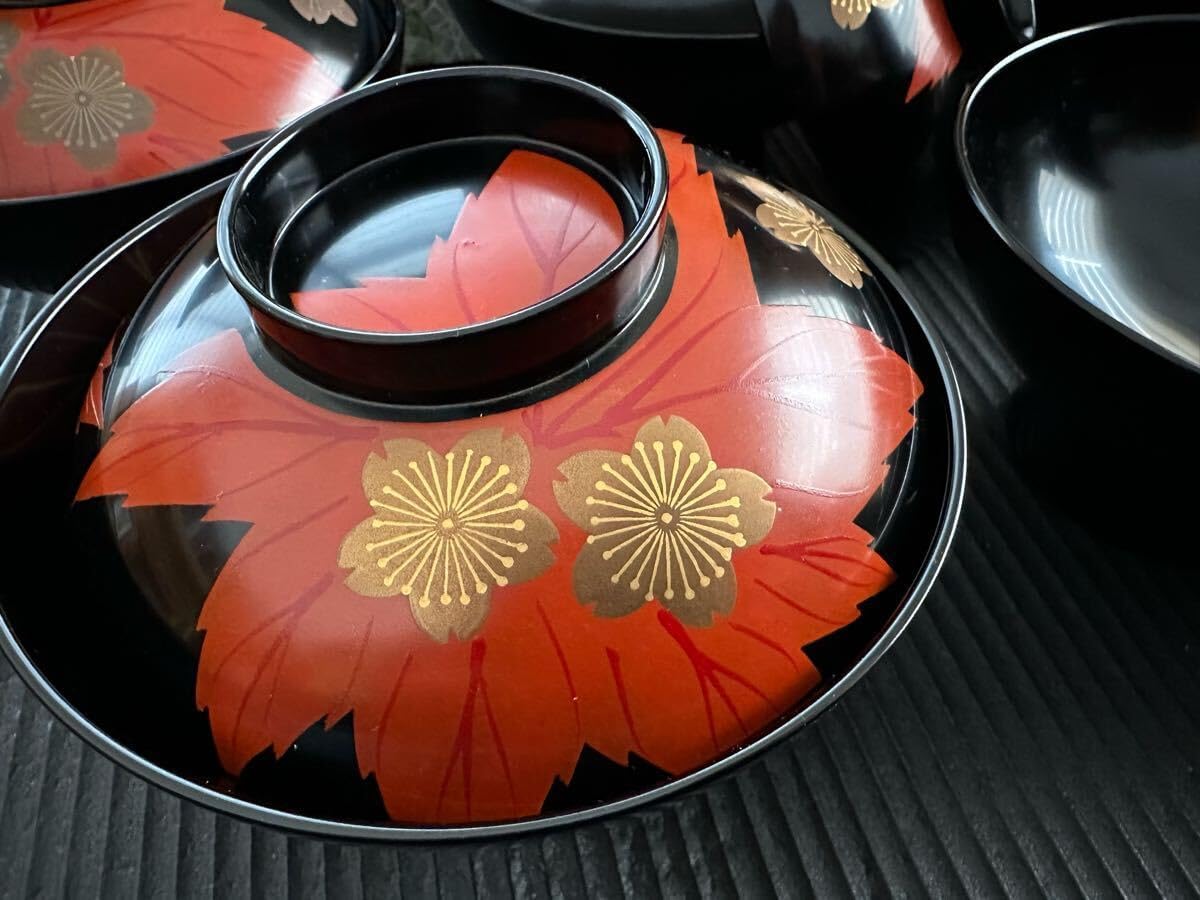 未使用 最高級 特選漆器 会津塗 吸物椀 セット 金彩 松竹梅 未使用 最高級 特選漆器 会津塗 吸物椀 セット 金彩 松竹梅