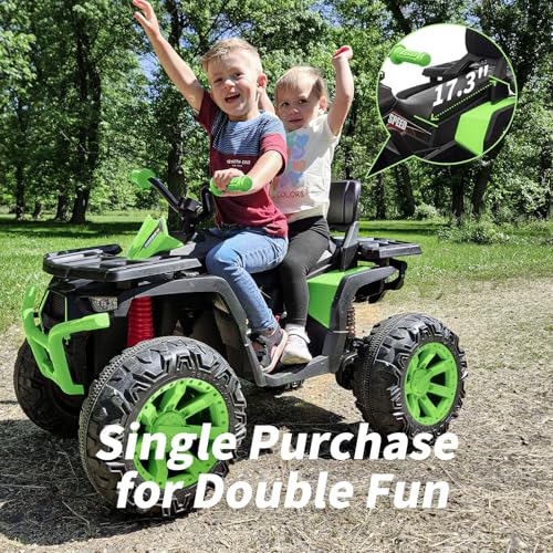 Kids ATV 4 Wheeler, 24V 4WD Electric ATV Ride On Toy for Big Kid with 2-Seater, 4x200W Motor - Green - Image 5