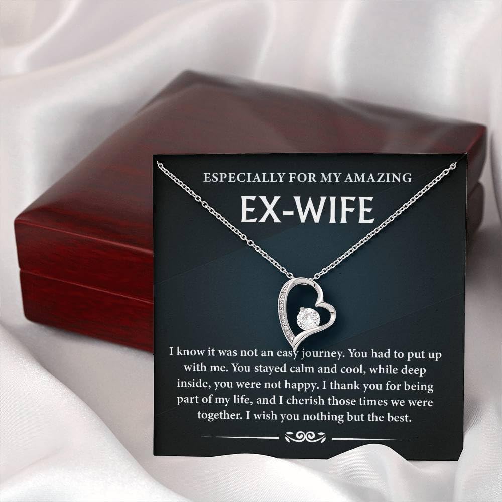 To My Amazing Ex Wife Necklace With Heartfelt Message Card & Gift Box, Romantic Apology Gifts for Her on Birthday, Christmas, or Special Occasion