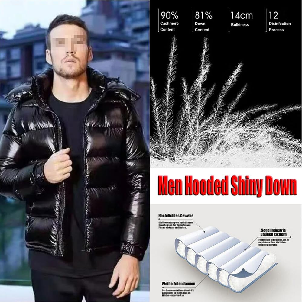 Doudoune for hommes, manteau de veste épais matelassé brillant for hommes, Col montant Hiver Chaud Doudoune Coupe-Vent Fermeture Éclair Outwear Unisexe