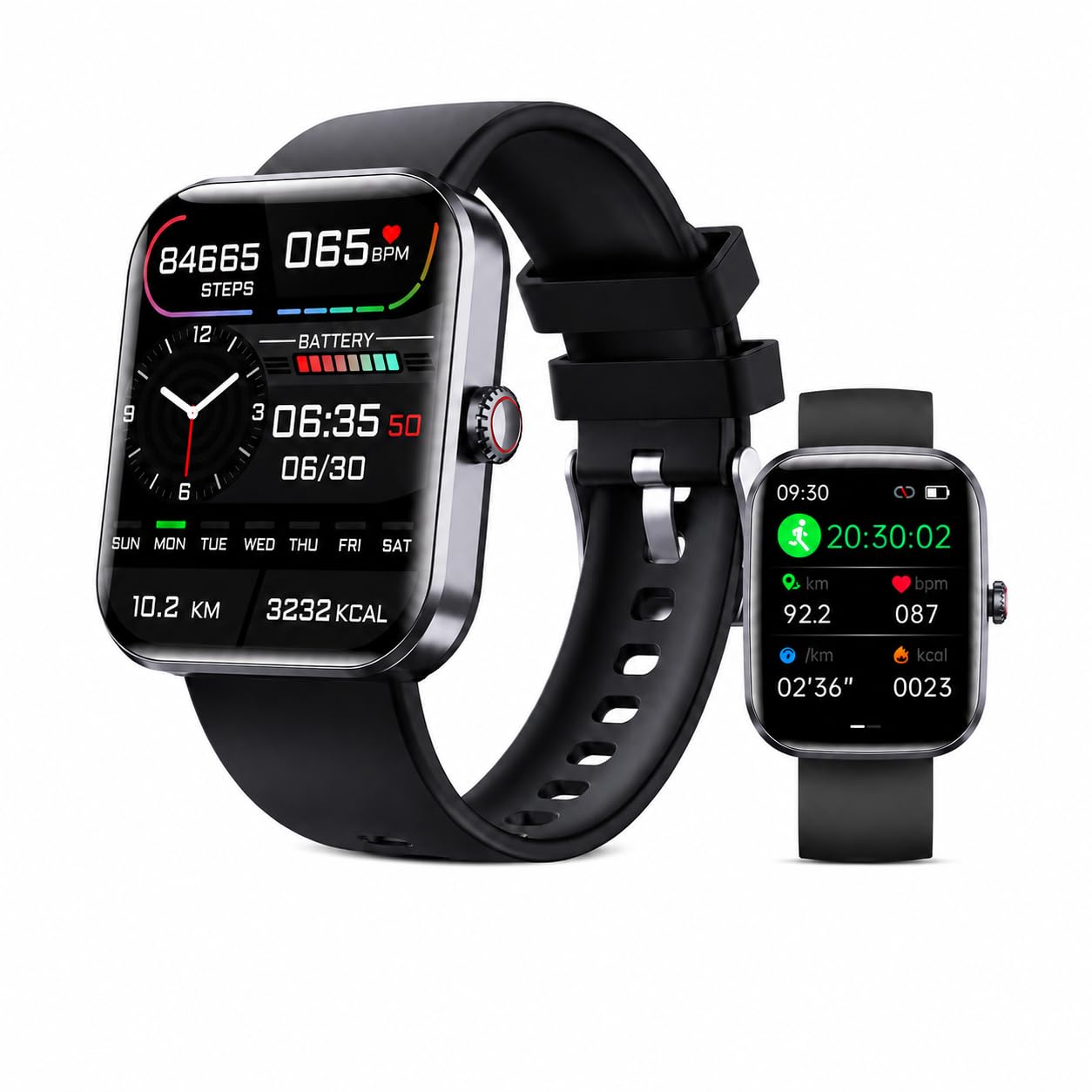Cozey Maison GLUCOWATCH, Reloj de Actividad con Pantalla Clara, Control Diario de Pasos, Distancia y Calorías, Correa Cómoda para Trabajo, Casa y Deporte (Negro)