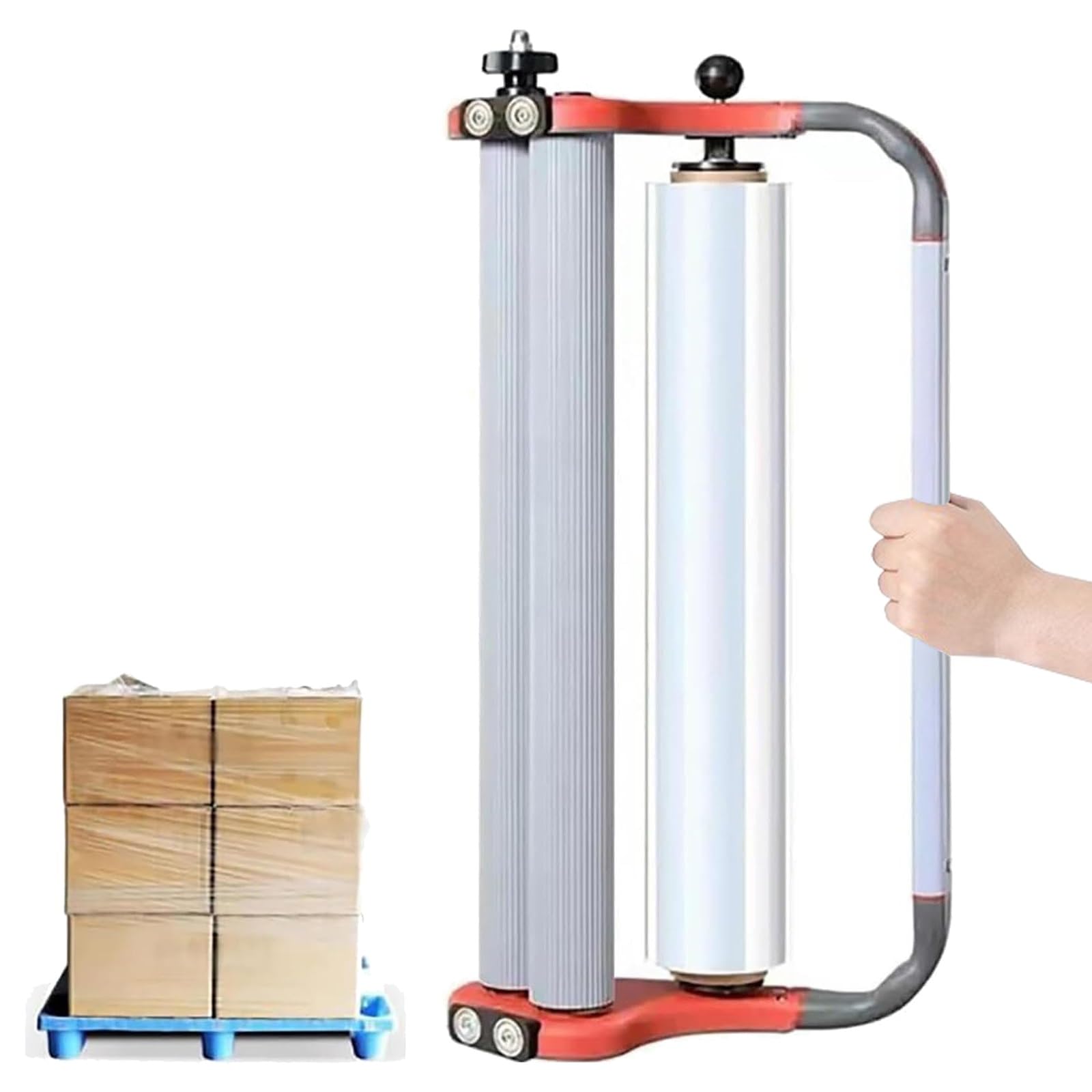 Distributeur de film étirable portable, tension réglable, diamètre maximum 157 mm, largeur 500 mm, idéal pour l'emballage de colis et de bagages