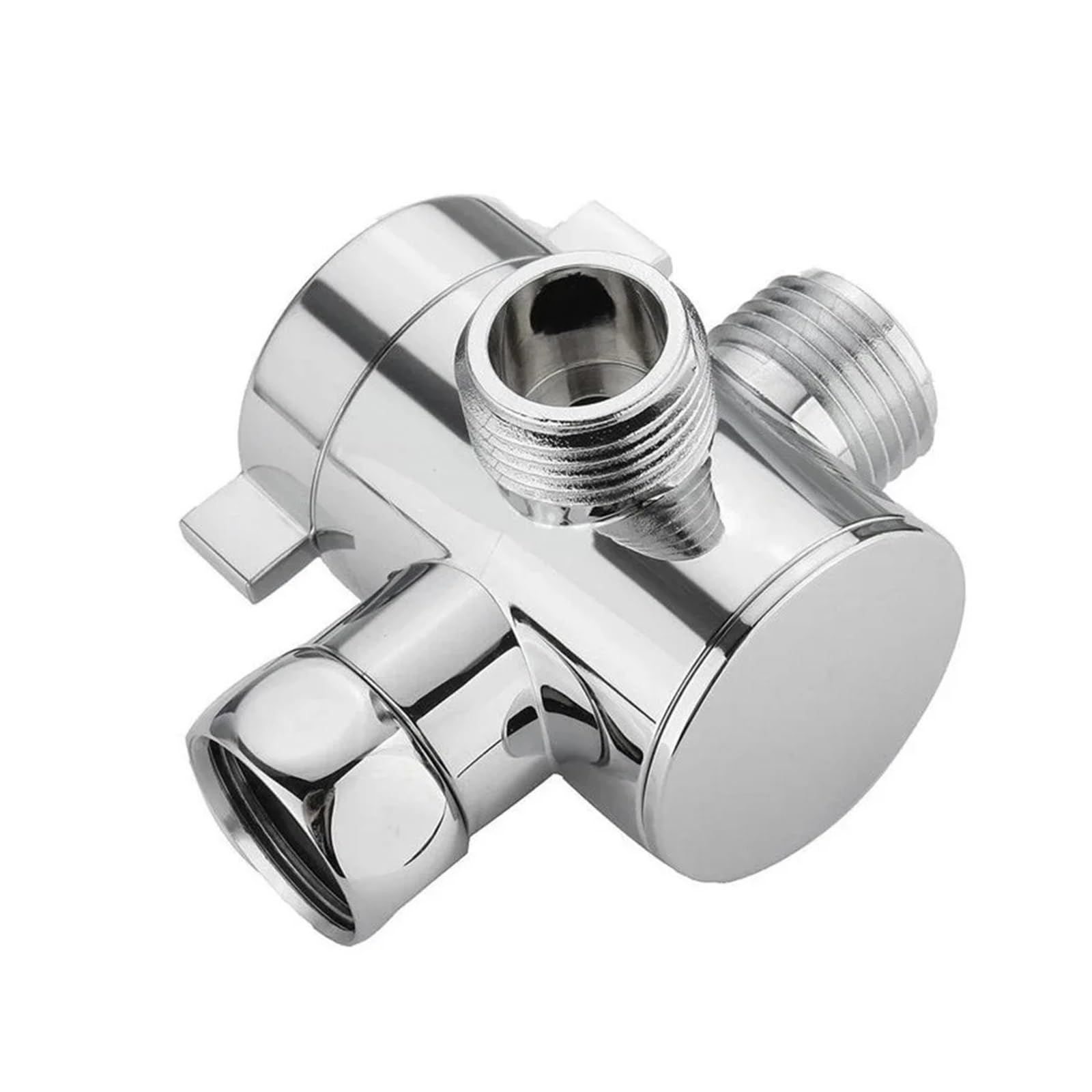 Adaptateur d'eau de douche en T 1/2 avec valve de transfert mâle et femelle chromé