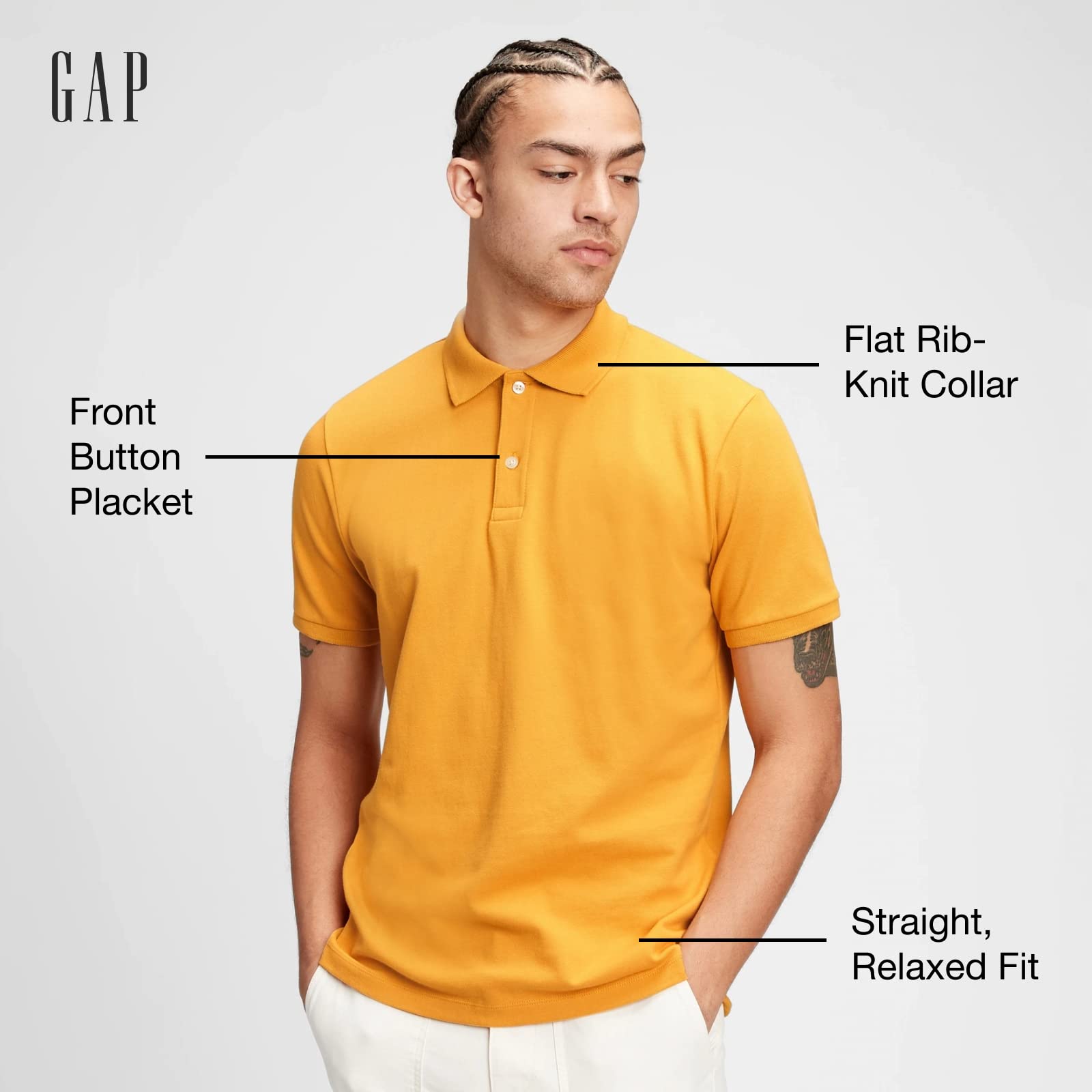 GAP Polo Piqué Elástico En V, Sólido Camisa Hombre