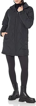 Amazon Essentials Womens Relaxed-Fit Recycled Polyester Mid Length Puffer Coat