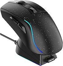 DAREU A950 Wireless Gaming Mouse with RGB Charging Dock,High-Precision Sensor,Programmable Side Buttons and 120Hr Long-Lasting Battery,Up to 12K DPI,Great for PC Gaming Tablet Mac