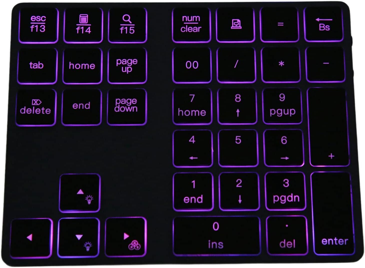 Matybobe Wireless Number Pad Mini Ultra Thin Aluminum Alloy 7 Color Backlit 34 Key Numeric Keypad for OS